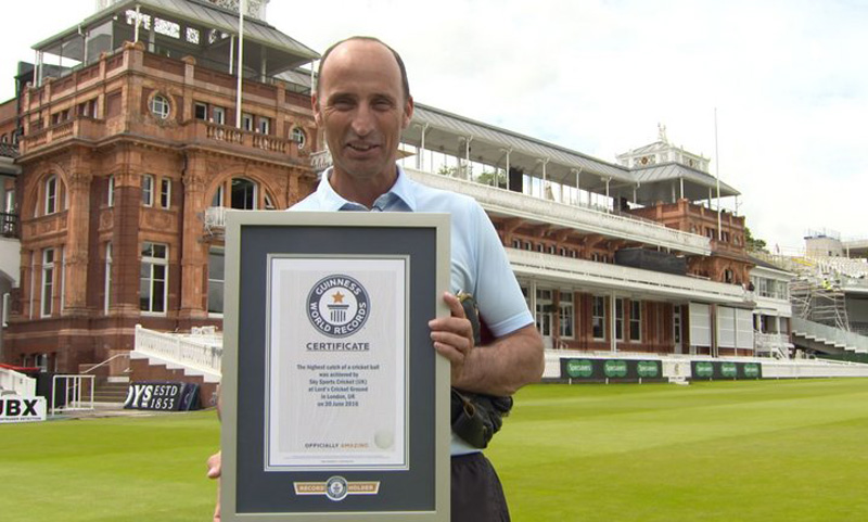 Nasser Hussain catches world record