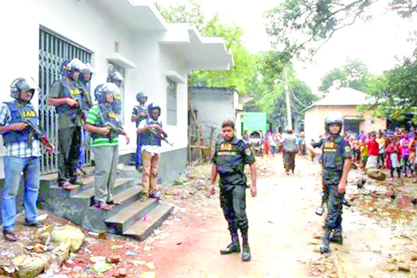 Exchanged fire with suspected militants