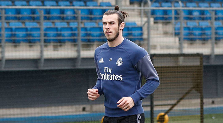 Bale at practice after a long break