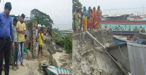 নরসিংদী করিমপুরে নদী ভাঙ্গনে অর্ধশত ঘরবাড়ি বিলীন