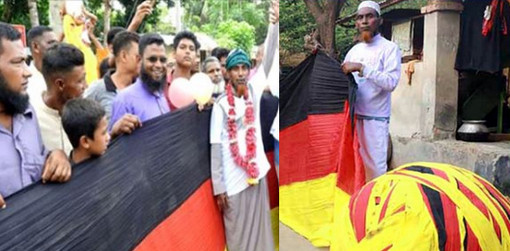 জার্মানি যাচ্ছেন মাগুরার সেই সবচেয়ে বড় জার্মান পতাকার কারিগর কৃষক আমজাদ